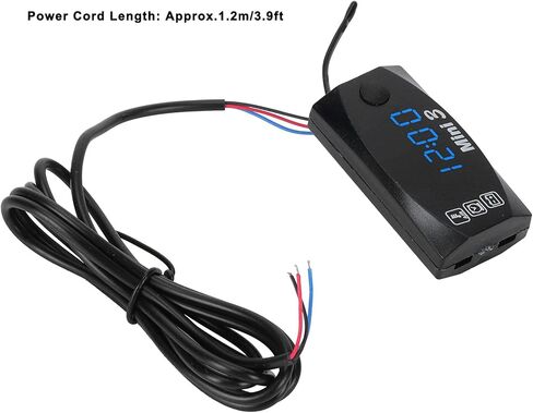 Digital Voltmeter, DC 12V Waterproof Time Clock Thermometer Car Voltmeter, Dustproof Large Screen LED Digital Display Voltmeter with 3.9ft Power Cord for Motorcycle Boat Truck() in Saudi Arabia