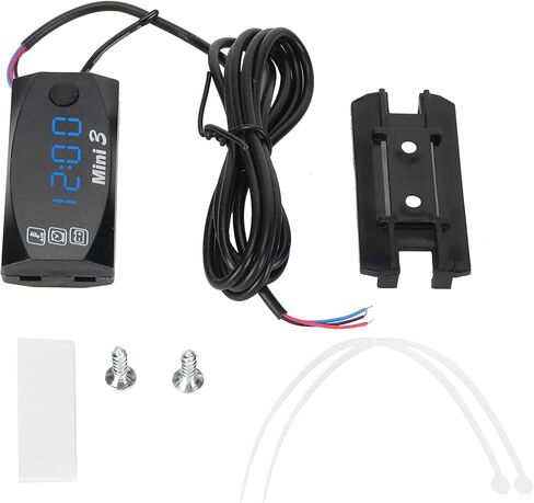 Digital Voltmeter, DC 12V Waterproof Time Clock Thermometer Car Voltmeter, Dustproof Large Screen LED Digital Display Voltmeter with 3.9ft Power Cord for Motorcycle Boat Truck() in Saudi Arabia