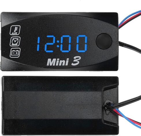 Digital Voltmeter, DC 12V Waterproof Time Clock Thermometer Car Voltmeter, Dustproof Large Screen LED Digital Display Voltmeter with 3.9ft Power Cord for Motorcycle Boat Truck() in Saudi Arabia