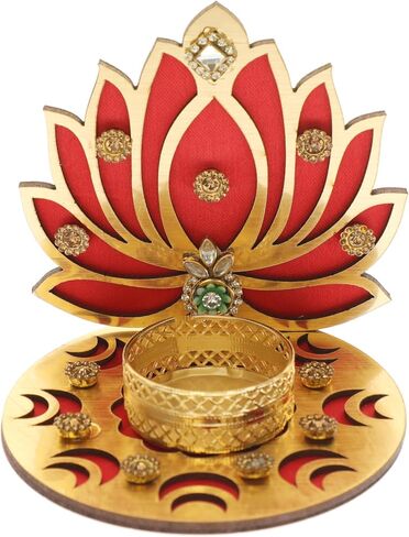 Set of 2 Decorative MDF Wooden Lotus T Light Holder Candle Stand Tealight Holder for Indian Traditional Festival Diwali Decorations Lighting Accessories Home Decor(Without Wax)(Size:-4")(Red) in Saudi Arabia