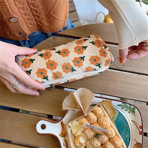 Pencil Case Pen Case Office College School Storage Bag Pouch Holder Box Organizer Makeup Pouch Cosmetic Bag Aesthetic floral flower Cute Pencil Case for Girls Boys Kids (Plum blossom) in Saudi Arabia