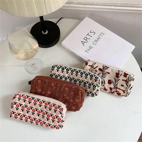 Pencil Case Pen Case Office College School Storage Bag Pouch Holder Box Organizer Makeup Pouch Cosmetic Bag Aesthetic floral flower Cute Pencil Case for Girls Boys Kids (Plum blossom) in Saudi Arabia