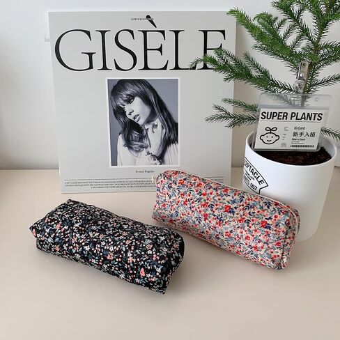 Pencil Case Pen Case Office College School Storage Bag Pouch Holder Box Organizer Makeup Pouch Cosmetic Bag Aesthetic floral flower Cute Pencil Case for Girls Boys Kids (Plum blossom) in Saudi Arabia