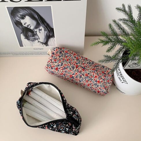 Pencil Case Pen Case Office College School Storage Bag Pouch Holder Box Organizer Makeup Pouch Cosmetic Bag Aesthetic floral flower Cute Pencil Case for Girls Boys Kids (Plum blossom) in Saudi Arabia