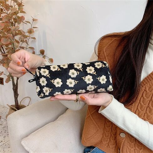 Pencil Case Pen Case Office College School Storage Bag Pouch Holder Box Organizer Makeup Pouch Cosmetic Bag Aesthetic floral flower Cute Pencil Case for Girls Boys Kids (Plum blossom) in Saudi Arabia