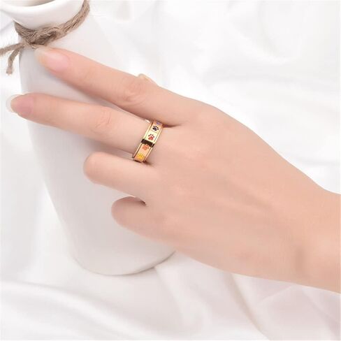 Dog Paw Print Spinner Fidget Ring Stainless Steel Anxiety Rotate Band for Puppy Pet Lovers Commemorate Souvenir Jewelry in Kuwait