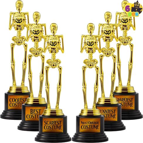 JOYIN 6 PCS Halloween Trophy Awards Best Costume Skeleton 11.25 X 3.5 for Halloween Medals Party Favor Prizes, Trick or Treat, Costume Contest Trophy, School Classroom Rewards, Treats for Kids in Saudi Arabia