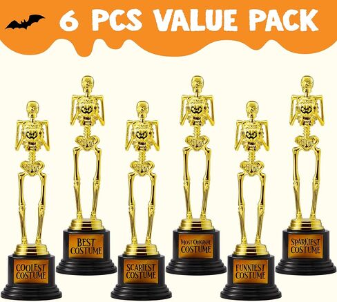 JOYIN 6 PCS Halloween Trophy Awards Best Costume Skeleton 11.25 X 3.5 for Halloween Medals Party Favor Prizes, Trick or Treat, Costume Contest Trophy, School Classroom Rewards, Treats for Kids in Saudi Arabia