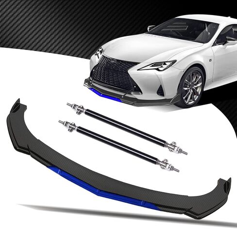 Universal Front Bumper Lip Chin Spoiler Splitter Diffuser Guard Wing Protector Trim Car Body Kit with Adjustable Support Splitter in Kuwait