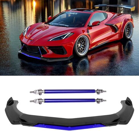 Universal Front Bumper Lip Chin Spoiler Splitter Diffuser Guard Wing Protector Trim Car Body Kit with Adjustable Support Splitter in Kuwait