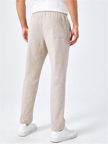 Men's Drawstring Waist Tapered Long Pants Mid Rise Casual Trousers with Pocket in Saudi Arabia