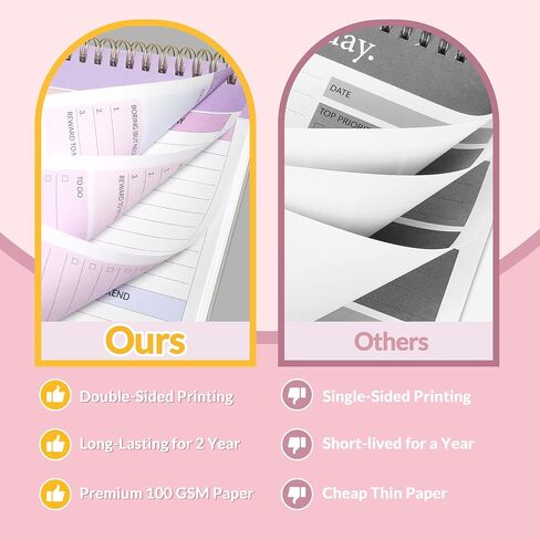 SUNEE Weekly To Do List Notepad - Last for 2 Years, 52 Undated Sheets, 8.5"×11", Spiral Weekly Desk Planner Pad for Adults and Kids, School, Home & Office - Purple in Saudi Arabia