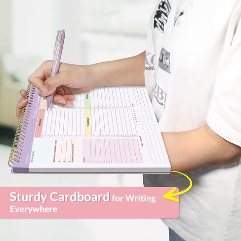 SUNEE Weekly To Do List Notepad - Last for 2 Years, 52 Undated Sheets, 8.5"×11", Spiral Weekly Desk Planner Pad for Adults and Kids, School, Home & Office - Purple in Saudi Arabia