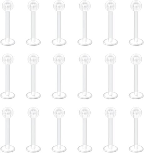 VCMART 16g Clear Earrings for Sports Work Surgery Plastic Stud Earrings for Cartilage Helix Tragus Lip Monroe Bioflex Labret Stud Clear Piercing Retainers 6mm 8mm 10mm 12mm Flat Push & Ball Top in Saudi Arabia
