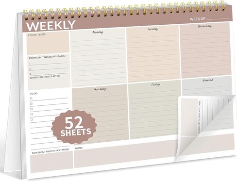 SUNEE Weekly To Do List Notepad - Last for 2 Years, 52 Undated Sheets, 8.5"×11", Spiral Weekly Desk Planner Pad for Adults and Kids, School, Home & Office - Purple in Saudi Arabia