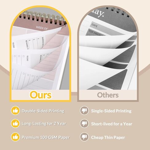 SUNEE Weekly To Do List Notepad - Last for 2 Years, 52 Undated Sheets, 8.5"×11", Spiral Weekly Desk Planner Pad for Adults and Kids, School, Home & Office - Purple in Saudi Arabia