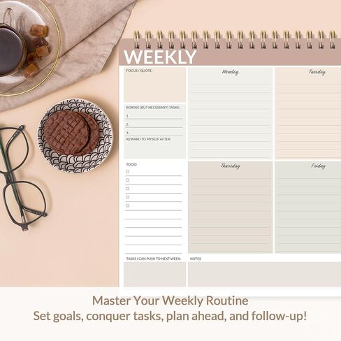 SUNEE Weekly To Do List Notepad - Last for 2 Years, 52 Undated Sheets, 8.5"×11", Spiral Weekly Desk Planner Pad for Adults and Kids, School, Home & Office - Purple in Saudi Arabia