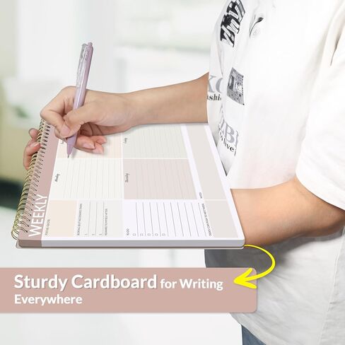 SUNEE Weekly To Do List Notepad - Last for 2 Years, 52 Undated Sheets, 8.5"×11", Spiral Weekly Desk Planner Pad for Adults and Kids, School, Home & Office - Purple in Saudi Arabia