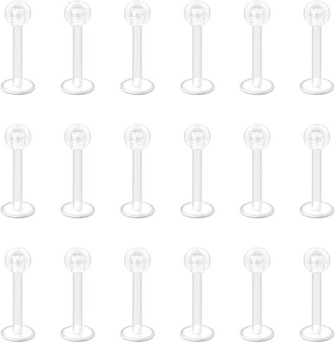 VCMART 16g Clear Earrings for Sports Work Surgery Plastic Stud Earrings for Cartilage Helix Tragus Lip Monroe Bioflex Labret Stud Clear Piercing Retainers 6mm 8mm 10mm 12mm Flat Push & Ball Top in Saudi Arabia