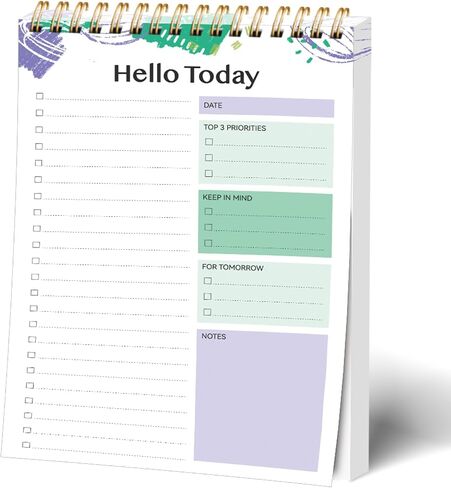 To Do List Notepad for Work - 52 Sheets Tear Off Spiral Daily Planner Checklist Notebook Organizer Planning Perfect for Enhanced Productivity and Tasks Goal Achievement-Blue in Saudi Arabia