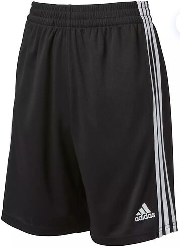 حزام خصر مرن شبكي من Adidas Little AEROREADY للأولاد قصير 3S كلاسيكي، 3 خطوط قصيرة شعار مطرز in Saudi Arabia