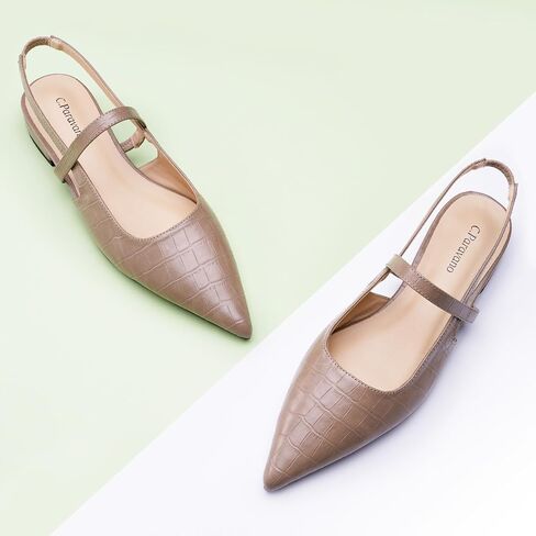 C.Paravano المرأة Slingback أحذية مسطحة وأشار اصبع القدم Slingback أحذية نسائية وأشار اصبع القدم Slingback الكعوب Slingback هريرة كعب مضخات الكاحل حزام الشقق الصنادل أحذية جلدية مريحة in Kuwait