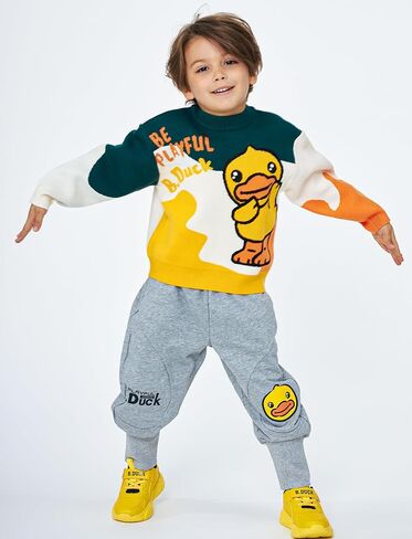 B.Duck Kids Sweater Cute Cartoon Duck Crewneck Long Sleeve Knitted Pullover Tops for Unisex Boys Girls Size 3-12 Years in Saudi Arabia