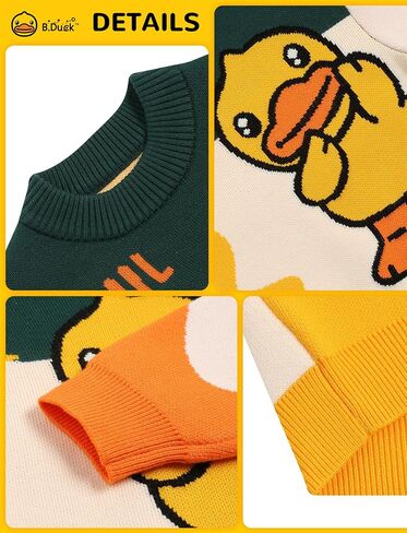 B.Duck Kids Sweater Cute Cartoon Duck Crewneck Long Sleeve Knitted Pullover Tops for Unisex Boys Girls Size 3-12 Years in Saudi Arabia