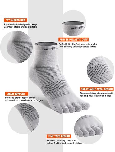 Coolmax Toe Socks for Men Women,Athletic High Performance Cushion Crew Socks for Running Working(3 Pairs) in Saudi Arabia