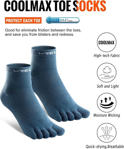 Coolmax Toe Socks for Men Women,Athletic High Performance Cushion Crew Socks for Running Working(3 Pairs) in Saudi Arabia