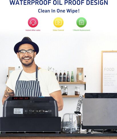ماكينة تسجيل النقد للشركات الصغيرة مع درج للنقود، ماكينة تسجيل النقد الإلكترونية الذكية مع شاشة مزدوجة وإيصال طباعة تلقائي، مقاومة للماء، مقاومة للزيوت للمتجر/السوق/المركز التجاري/المطعم، سوداء in Kuwait