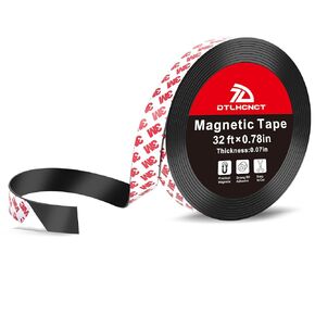 Magnetic Tape - 32 ft x 0.78 inch Magnet Strip Tape Roll with Strong Adhesive Backing for Kitchen, Office, School Organization, Whiteboards,Fridge(0.07" Thick)
