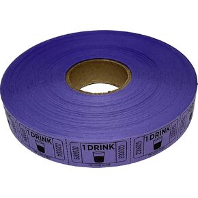 The Ticket Gurus-roll of 2000 Purple Drink Tickets Single Roll Consecutively Numbered Raffle Tickets