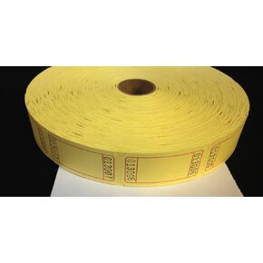 2000 Blank Yellow Single Roll Consecutively Numbered Raffle Tickets