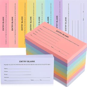 Kosiz 1000 Pcs Raffle Ticket Sheets Double Roll Entry Forms for Raffle Tickets with Name Phone Email for Auction School Events Network Contests Marketing(Multicolor)