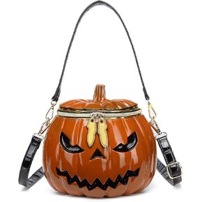 Women Pumpkin Shaped Crossbody Shoulder Bag Unique Weird PVC Handbag Novelty Halloween Pumpkin Purse