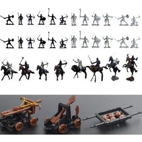 42 Pieces Knight & Horses Soldier Toys Middle Ages Army Infantry Archer Warriors Sword and Shield Swordman Archaic，2-3 Inch