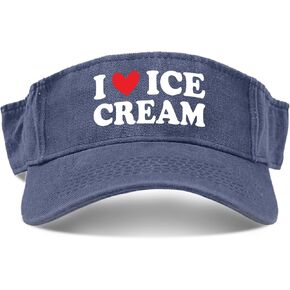i Love Ice Cream Caps Visor Hat for Adult Visor Sun Visors, One Size-Medium, Navy