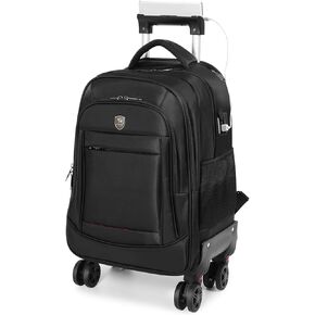 360° rotating Water Resistant Rolling Backpack with 4 Removable Wheels for Adults,Airline Approved Carry on Luggage Fit 15.6 Inch Laptop Travel Backpack with USB Charging Port