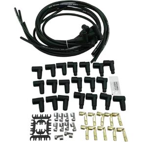 1 SET SHLPDFM BlACK Spark Plug Wires Spiral Core 8.5mm 90 Degree Boots V8 W/Looms