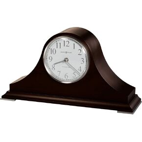 Howard Miller Harbor Beach Mantel Clock II 549-611 – Black Coffee Finish, Sharp White Dial, Nickel Finished Arabic Numerals, Tambour Style Home Décor, Quartz Single-Chime Movement