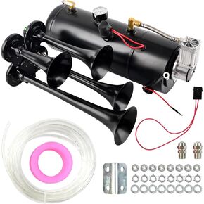 ANLULOAD Train Horns Kit for Trucks with 150 PSI 12V Air Compressor 4 Trumpet Air Horn Compressor Tank For Trucks Car Jeep Or SUV (150DB,1 Gallon)