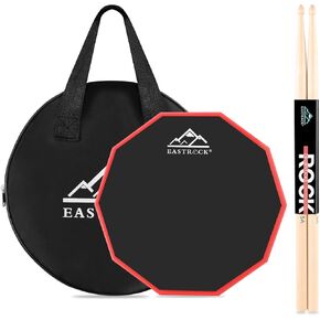 EASTROCK Practice Drum Pad With Stand, 11 Inches Double Sided Slient Silicone Drum Practice Pad, Silicone Dumb Drum with Drum Stand, White+Black