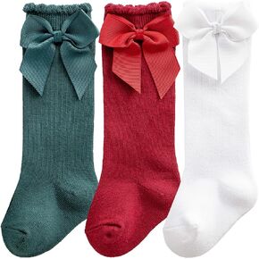 DRESHOW BQUBO Baby Knee High Sock Toddler Girl Dress Socks Baby Knit Stocking Cotton Infant Girls Socks