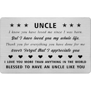 Yobent My Uncle Gifts for Men, Happy Birthday Uncle Card, Personalized Thank You Uncle Gift from Niece, I Love My Uncle Wallet Card, Uncle Father's Day Wallet Card from Nephew, Christmas to Best uncle