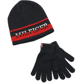 Tommy Hilfiger boys Split Monotype Hat and Gloves Set