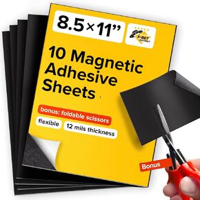 Ultra Thin Magnetic Sheets with Adhesive Backing - 20 PCs Each 8.5" x 11" - Flexible Magnet Sheets with Self Adhesive - Sticky Magnetic Paper for Photo and Picture Magnets - Craft Magnet Stickers in Kuwait