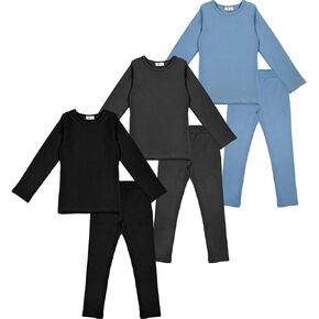 Silkfly 3 Set Kids Thermal Underwear Soft Cotton Boys Girls Long Underwear Toddler Base Layer Top Bottom for Kids Winter