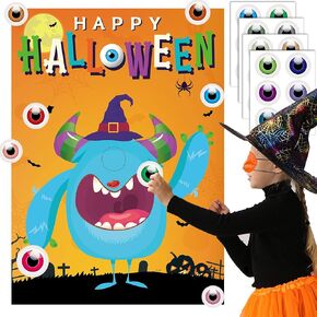 BAYLAY Halloween Pin The Tail Game - Pin The Spider On The Web Game Halloween Party Games for Kid Halloween Pin The Tail Halloween Kid Party Outdoor Halloween Games for Kid Halloween Party Activities
