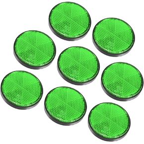 Motoforti 8 Pcs Round Stick-on Safety Spoke Reflective Self Adhesive Reflector for Gate Posts Cars Trailer Motorcycle Trucks Boat Bicycle Bike Green Long-Lasting